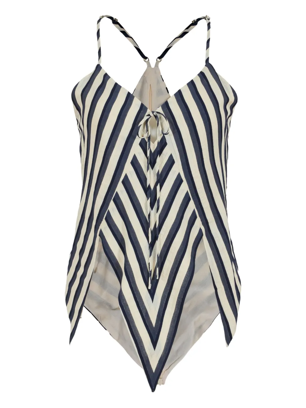 Топ с V-образным вырезом и узором шеврон Rosie Assoulin, нейтральный
Топ с V-образным вырезом и узором шеврон Rosie Assoulin, нейтральный