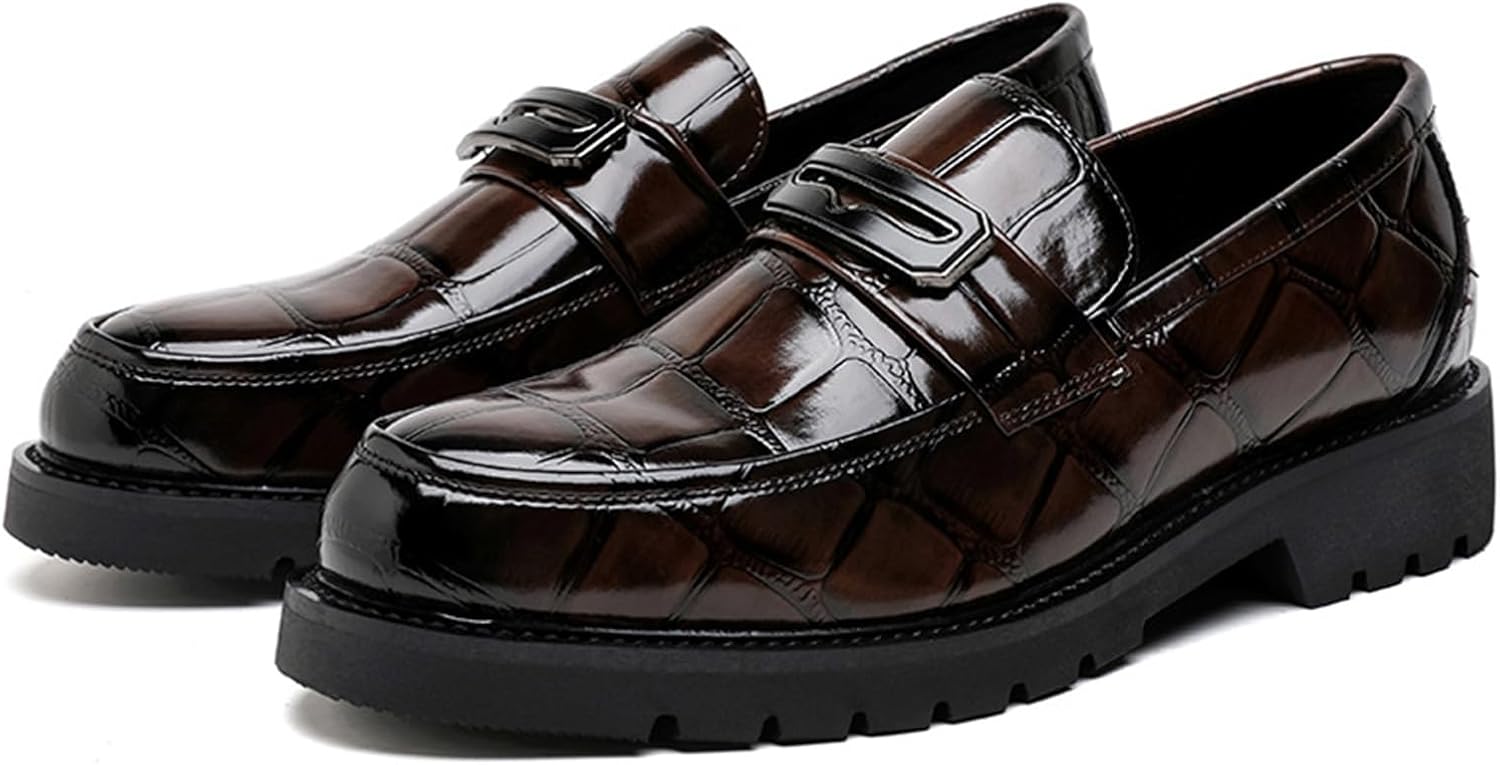Мужские лоферы на платформе из лакированной кожи с принтом, комфортные, с круглым носком, противоскользящей подошвой, деловые и праздничные туфли для работы, вечеринок, свадеб и выпускных Eggdk, коричневый
Мужские лоферы на платформе из лакированной кожи с принтом, комфортные, с круглым носком, противоскользящей подошвой, деловые и праздничные туфли для работы, вечеринок, свадеб и выпускных Eggdk, коричневый