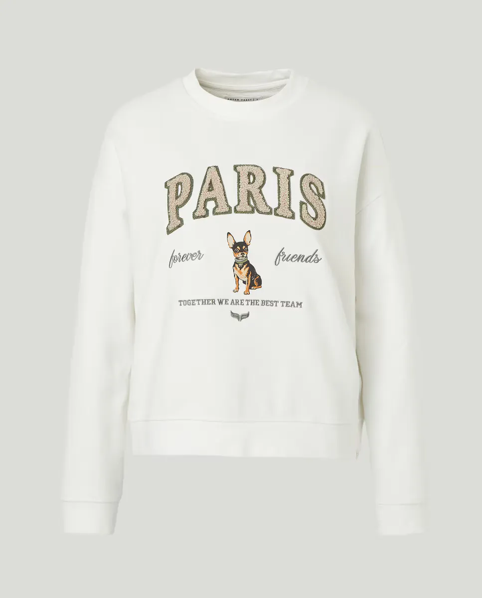 Свитшот с круглым вырезом, вышивка "Париж" и собачка Green Coast, белый
Свитшот с круглым вырезом, вышивка "Париж" и собачка Green Coast, белый