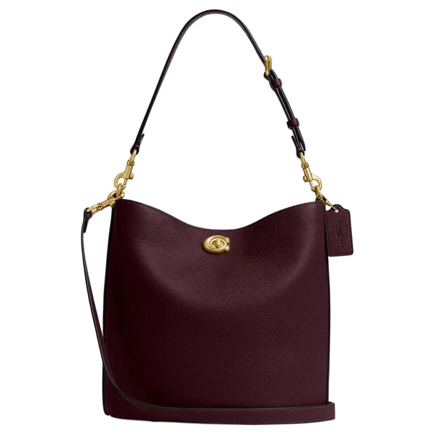 COACH Кожаная сумка ведро через плечо большая женская винно-красная
COACH Кожаная сумка ведро через плечо большая женская винно-красная