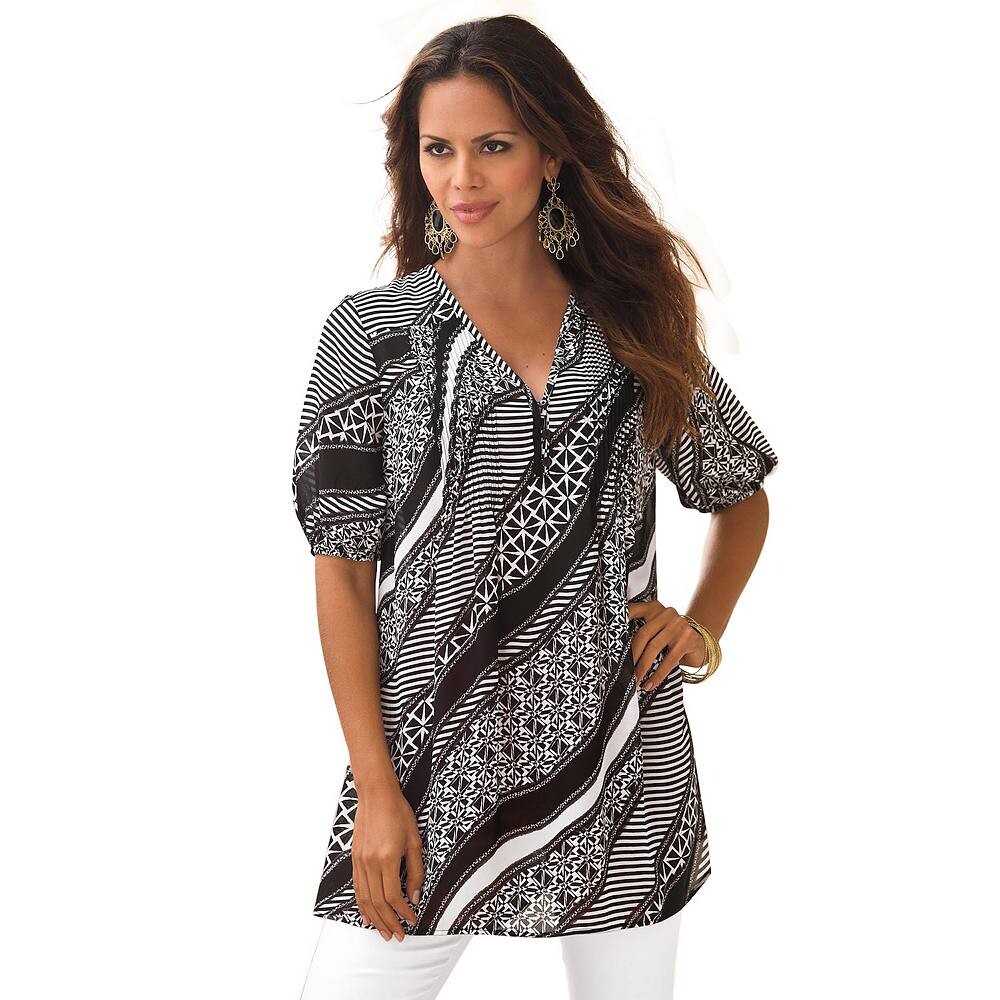 Женский топ из жоржета с Y-образным вырезом и принтом больших размеров Roaman's, цвет White Mixed Geo
Женский топ из жоржета с Y-образным вырезом и принтом больших размеров Roaman's, цвет White Mixed Geo