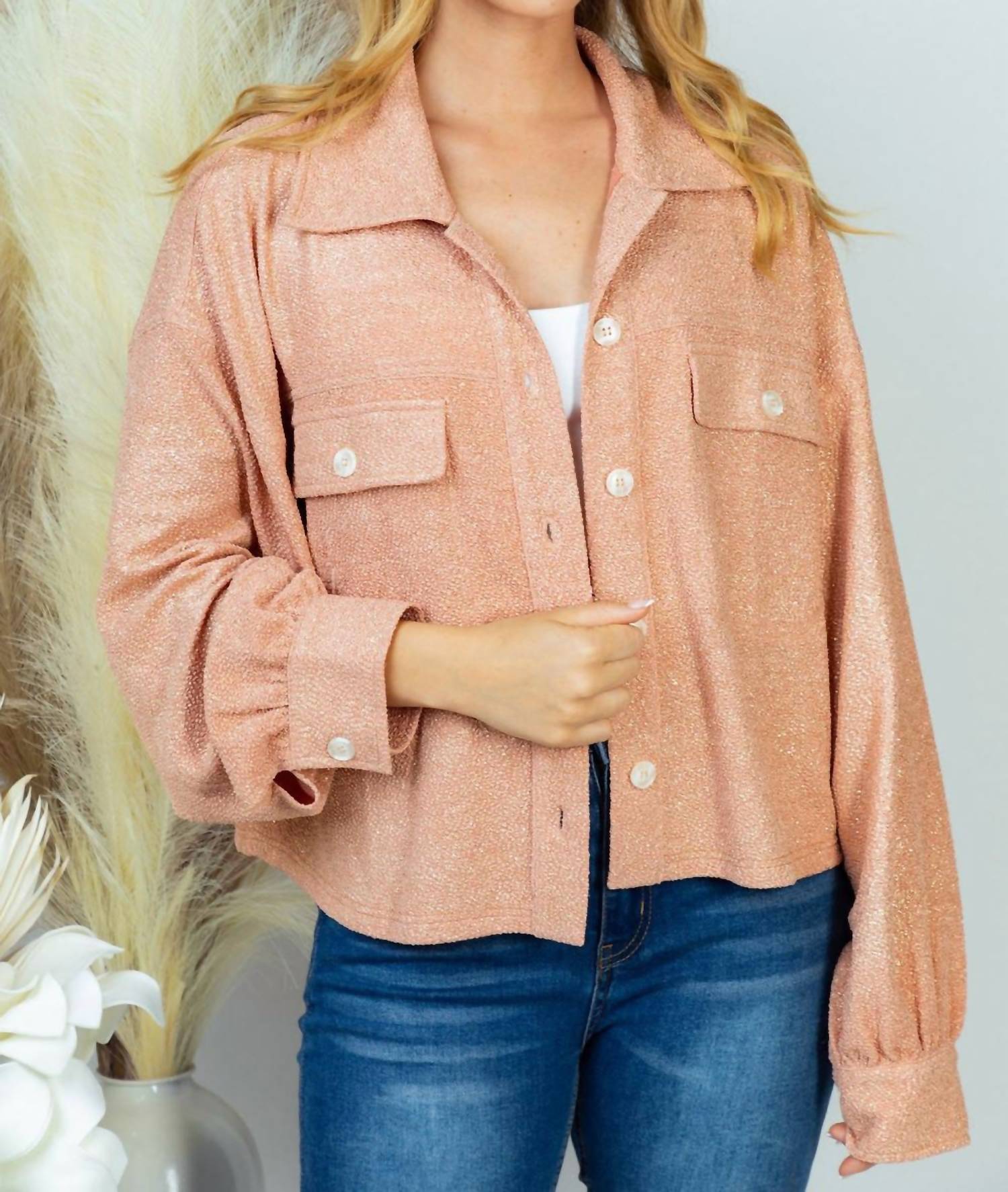 Металлический трикотажный топ с длинными рукавами цвета розового золота White Birch
Металлический трикотажный топ с длинными рукавами цвета розового золота White Birch