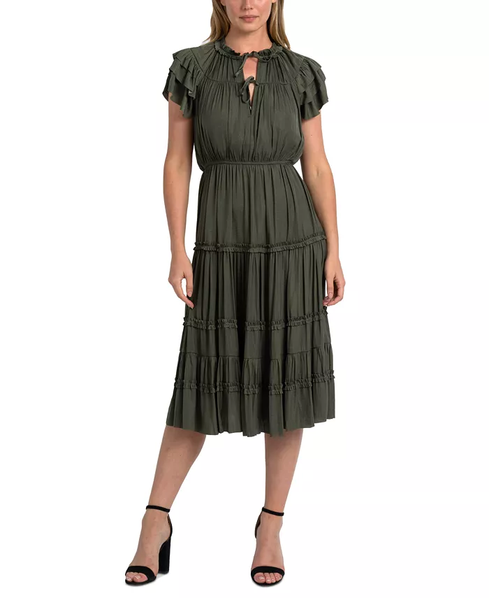 Женское платье миди с воланами и рукавами-крылышками Sam Edelman, зеленый
Женское платье миди с воланами и рукавами-крылышками Sam Edelman, зеленый