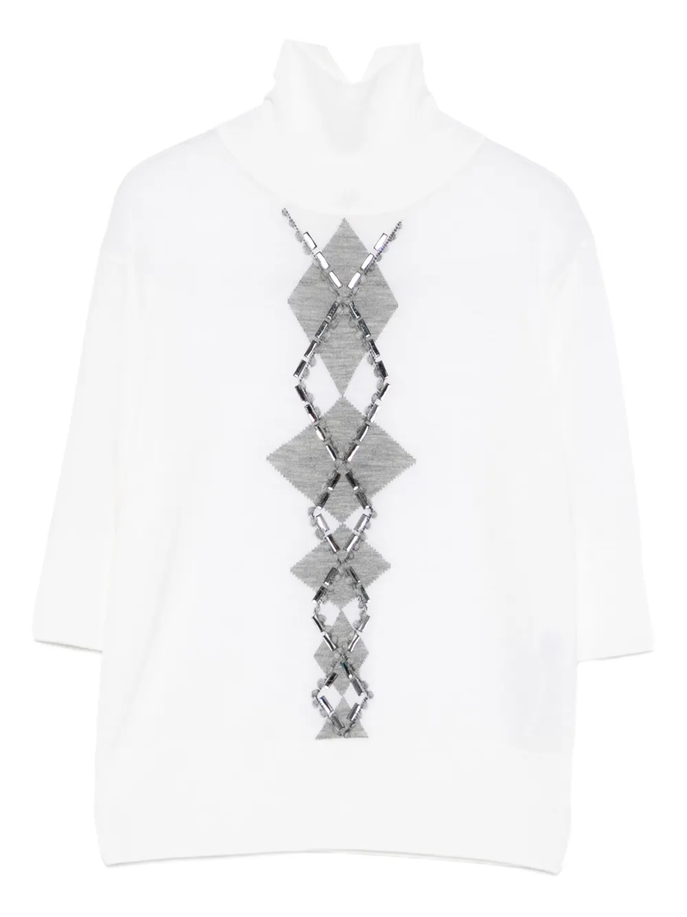 Футболка с ромбовидным узором, украшенная бисером Ermanno Scervino, нейтральный
Футболка с ромбовидным узором, украшенная бисером Ermanno Scervino, нейтральный