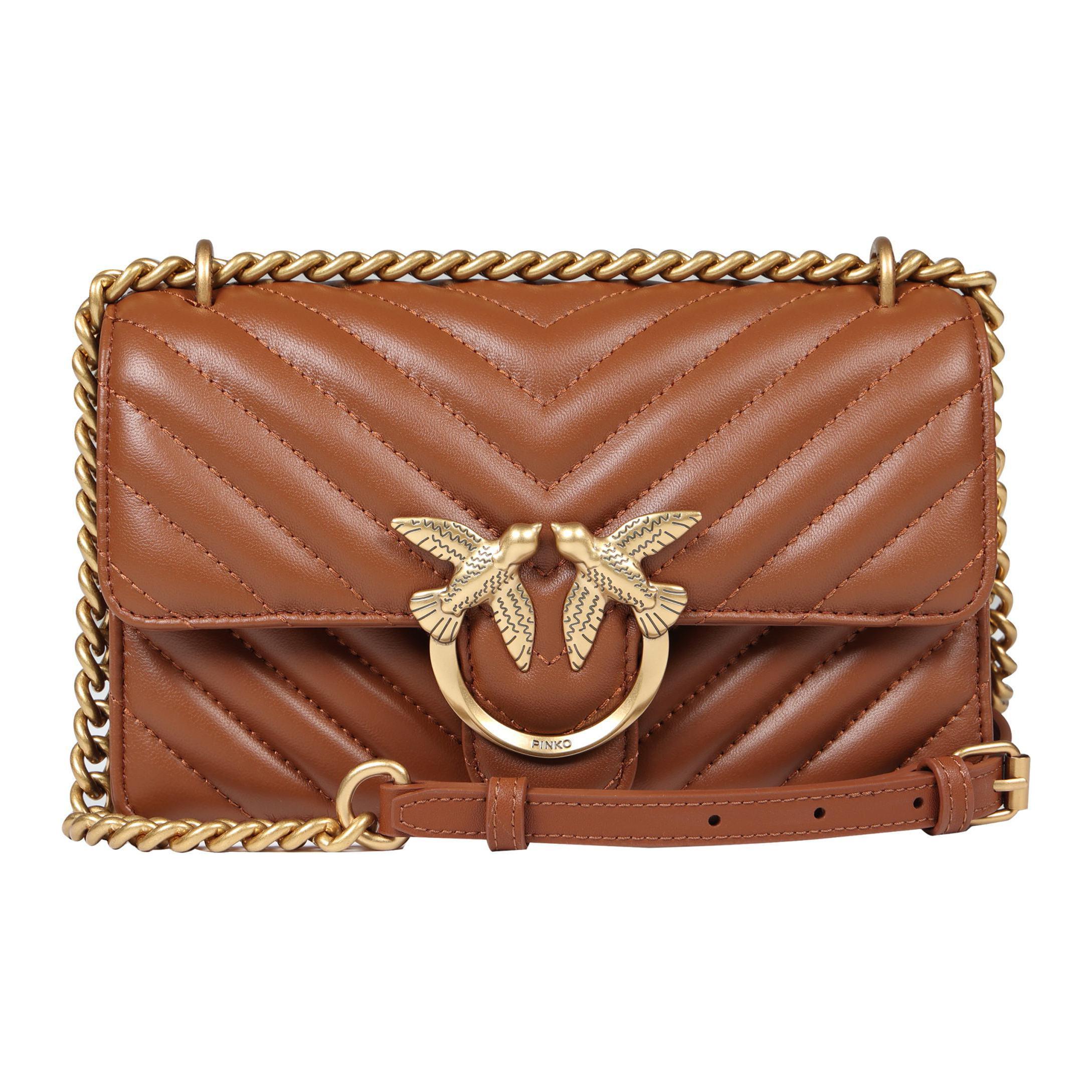 PINKO Кожаная сумка через плечо миниатюрная женская коричневая
PINKO Кожаная сумка через плечо миниатюрная женская коричневая
