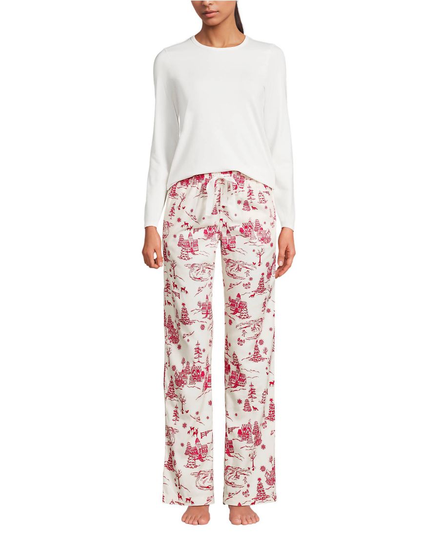 Женский пижамный комплект в подарок - вязаный топ с длинными рукавами и фланелевые брюки Lands' End, Ivory/red winter village
Женский пижамный комплект в подарок - вязаный топ с длинными рукавами и фланелевые брюки Lands' End, Ivory/red winter village