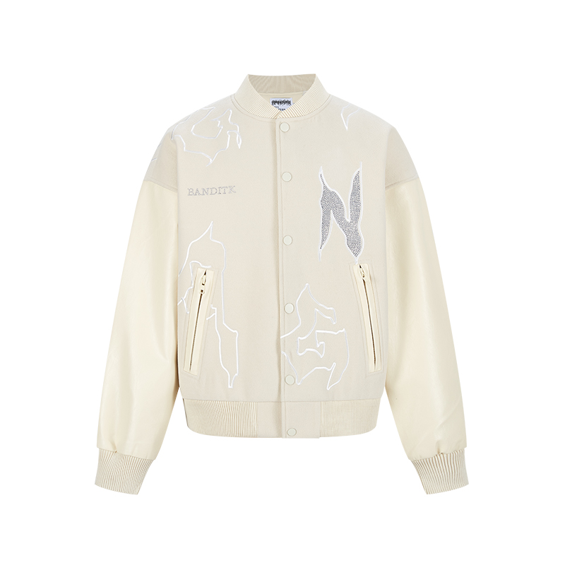 Бейсбольная куртка унисекс BANDITK GANGN, черная, утепленная 
Бейсбольная куртка унисекс BANDITK GANGN, черная, утепленная