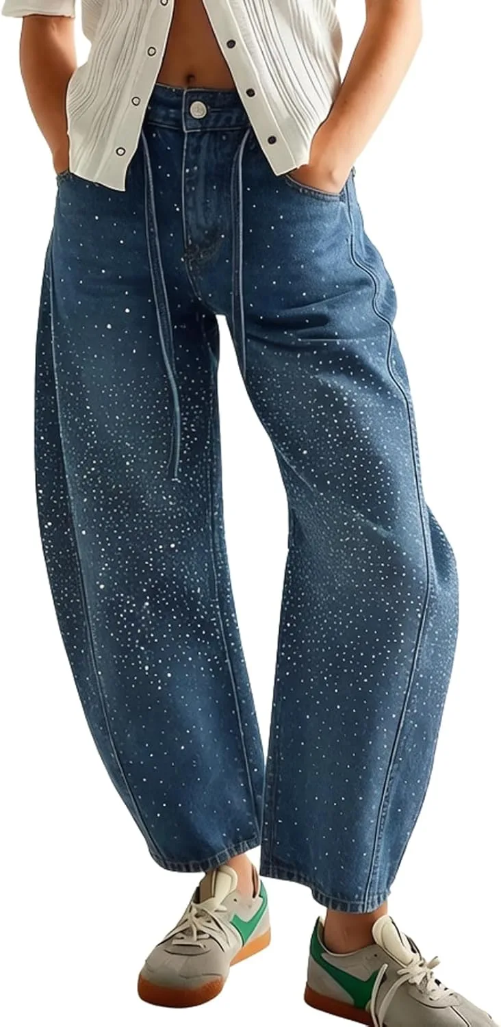 Chouyatou джинсы женские baggy с пайетками high waisted wide leg
Chouyatou джинсы женские baggy с пайетками high waisted wide leg