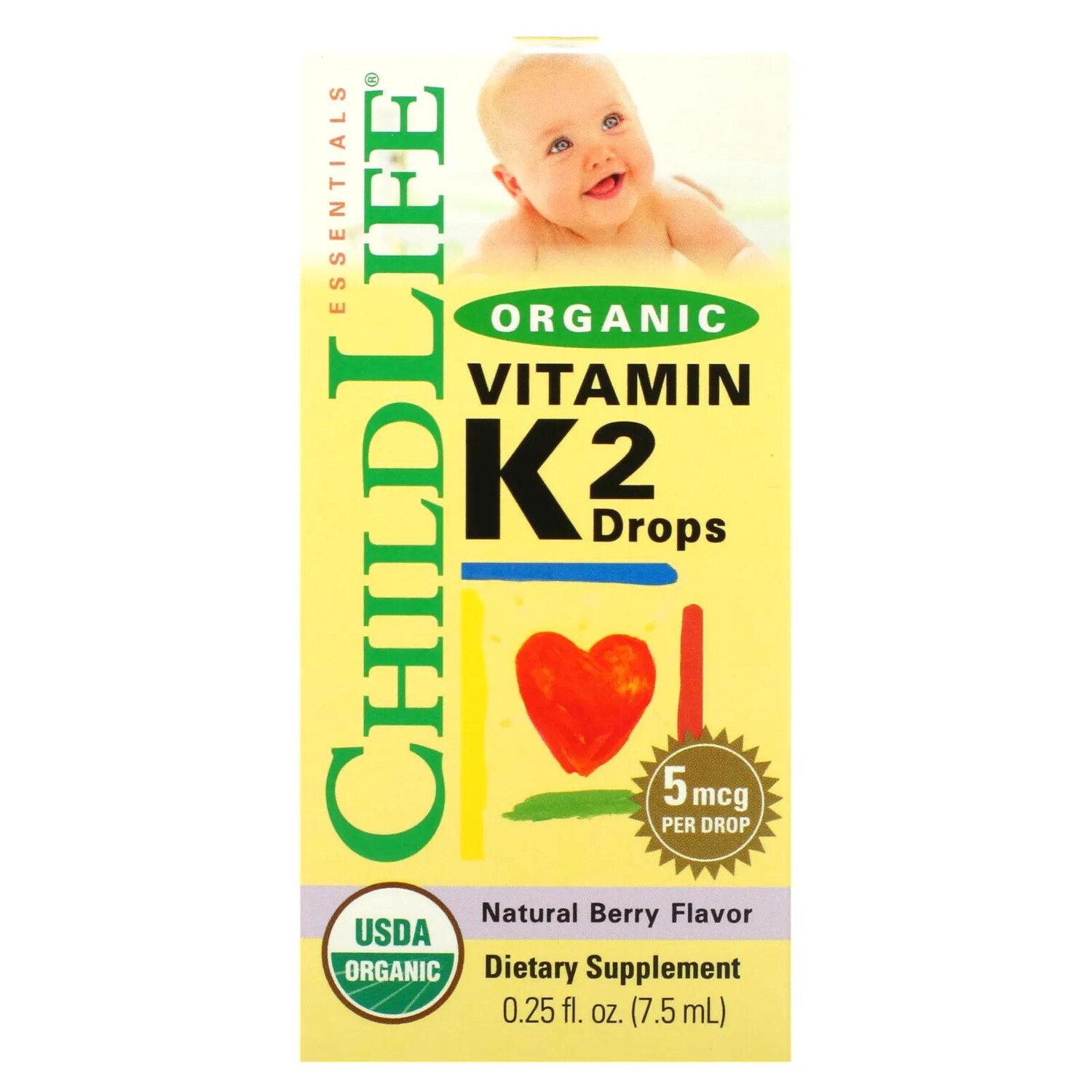 ChildLife Органические капли витамина K2 натуральный ягодный вкус 0,406 унций (12 мл)
ChildLife Органические капли витамина K2 натуральный ягодный вкус 0,406 унций (12 мл)
