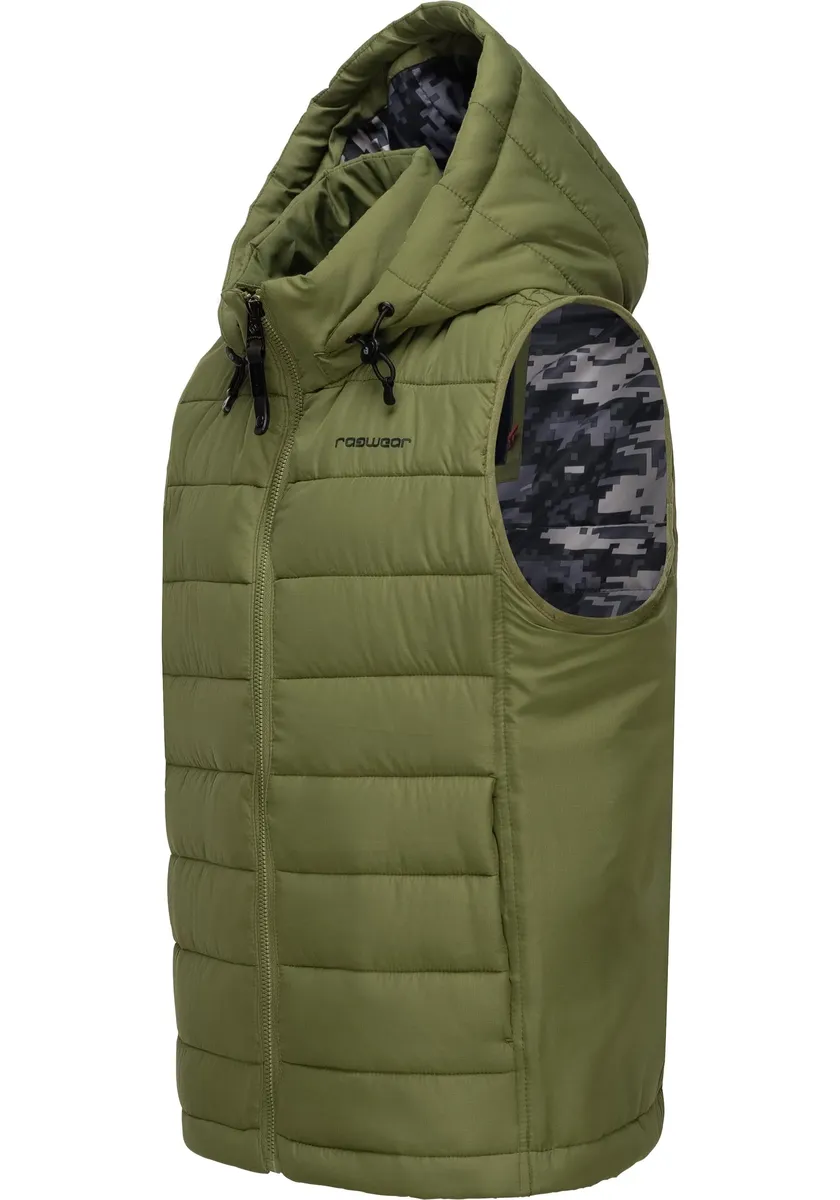 Стеганый жилет Ragwear "Vitek", спортивный жилет для отдыха на открытом воздухе со съемным капюшоном, зеленый 
Стеганый жилет Ragwear "Vitek", спортивный жилет для отдыха на открытом воздухе со съемным капюшоном, зеленый
