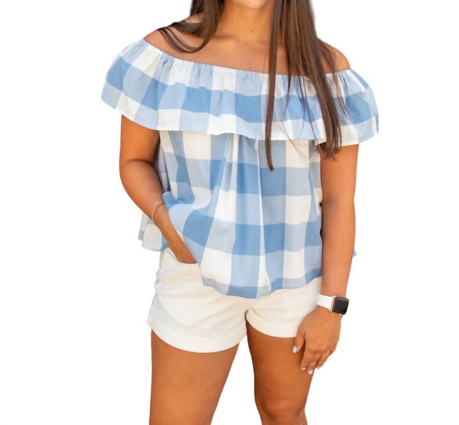 Темно-синий топ с оборками Riley Gingham Lauren James
Темно-синий топ с оборками Riley Gingham Lauren James