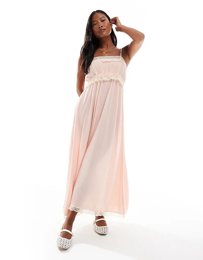 Платье макси-комбинация Miss Selfridge Petite с кружевными вставками розового цвета
Платье макси-комбинация Miss Selfridge Petite с кружевными вставками розового цвета