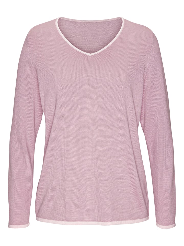 Свитер с V-образным вырезом лилово-розового цвета Vivance
Свитер с V-образным вырезом лилово-розового цвета Vivance