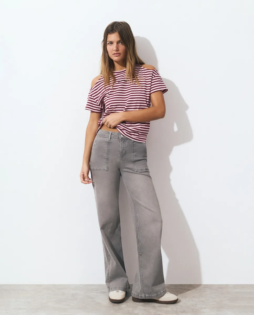 Женская полосатая футболка с открытыми плечами Brownie, красный/белый
Женская полосатая футболка с открытыми плечами Brownie, красный/белый