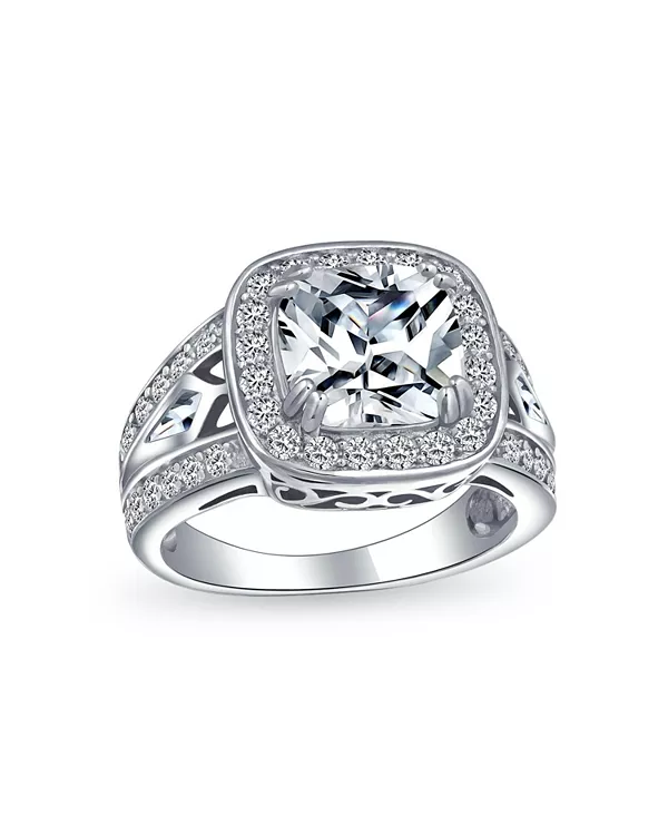 Кольцо-Обещание в стиле ар-деко с 3 каратами фианитов огранки «кушон» из стерлингового серебра с разделённым краем из кубических цирконий и филигранной отделкой Bling Jewelry, grey
Кольцо-Обещание в стиле ар-деко с 3 каратами фианитов огранки «кушон» из стерлингового серебра с разделённым краем из кубических цирконий и филигранной отделкой Bling Jewelry, grey