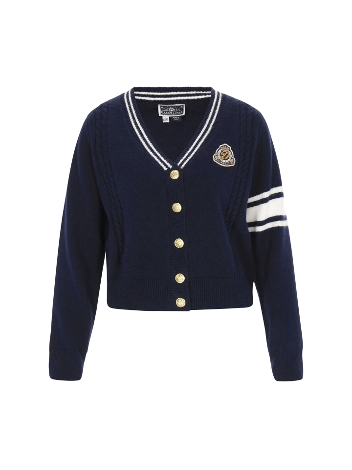 DreiMaster Женский кардиган темно-синего и кремового цвета
DreiMaster Женский кардиган темно-синего и кремового цвета