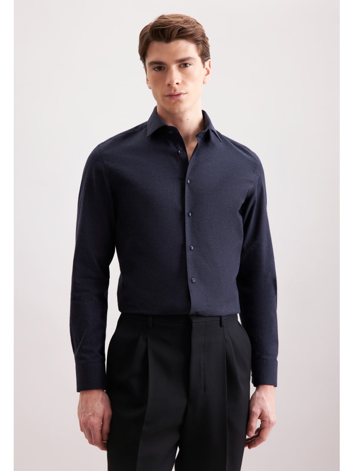 Облегающая фланелевая рубашка темно-синего цвета Seidensticker
Облегающая фланелевая рубашка темно-синего цвета Seidensticker