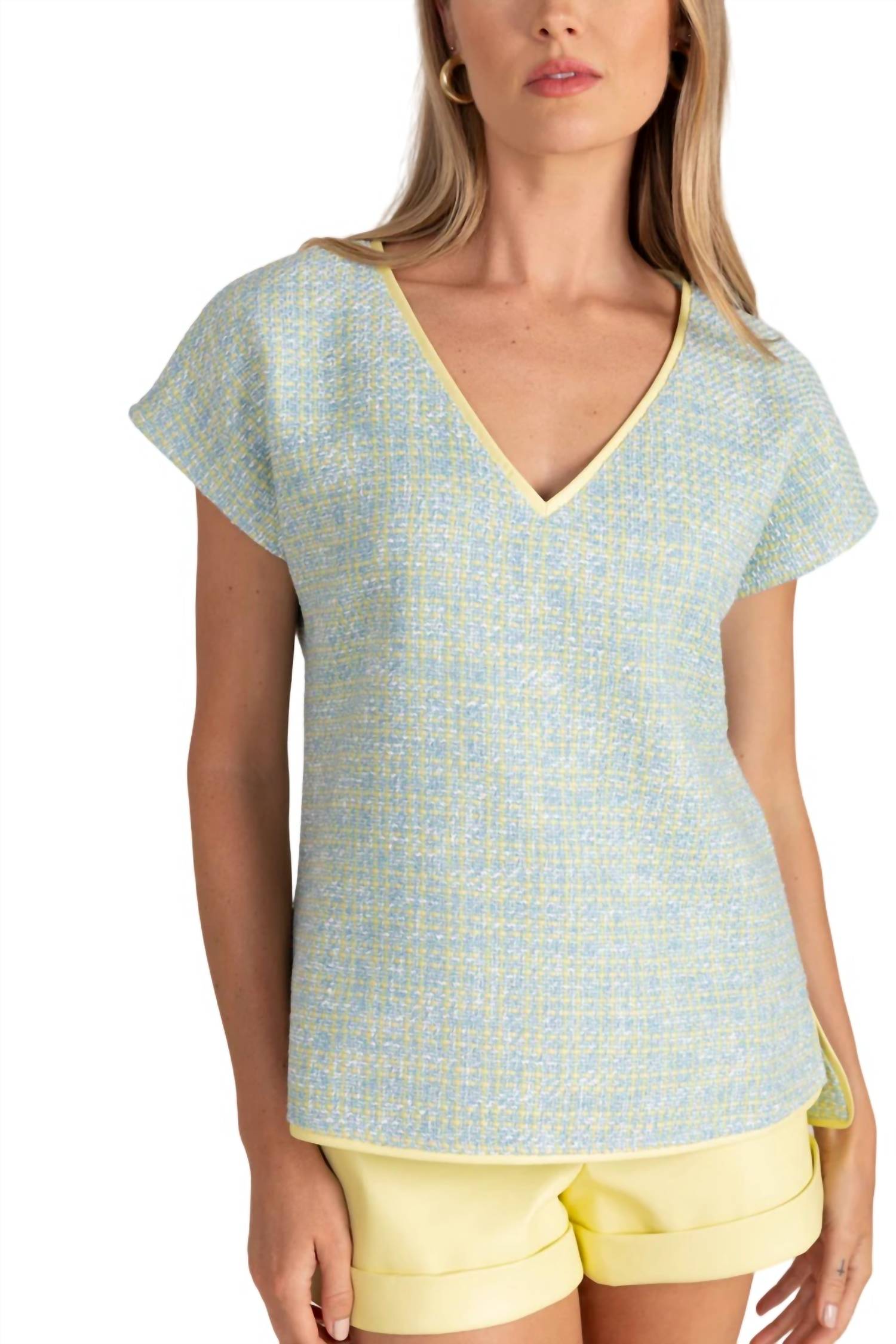 Топ из твида цвета лимона в цвете Starlet Tweed S'edge
Топ из твида цвета лимона в цвете Starlet Tweed S'edge