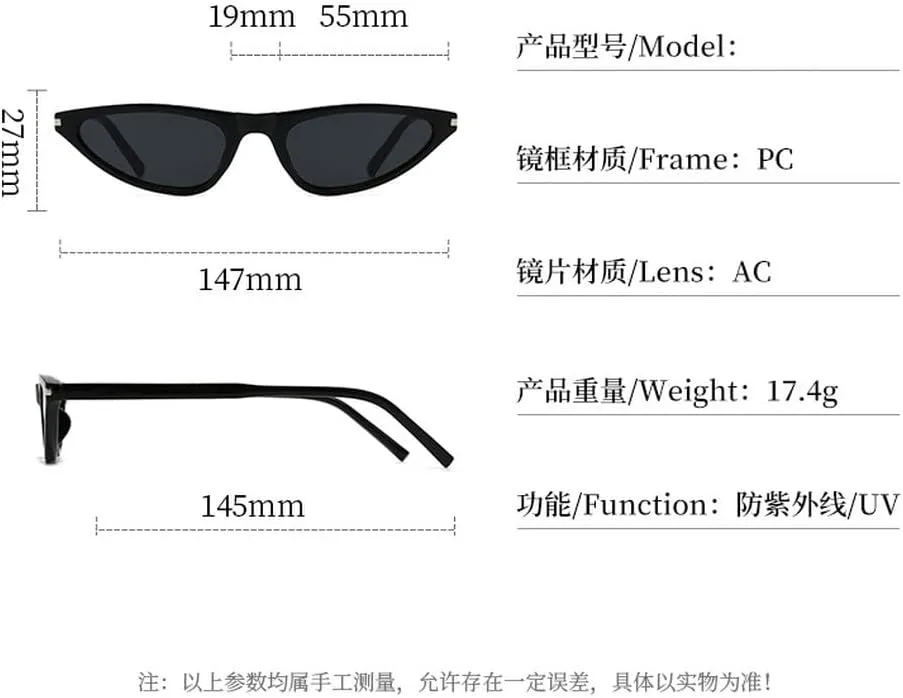 Женские солнцезащитные очки «кошачий глаз», модные, в маленькой оправе, треугольные, винтажные, для улицы, с защитой от УФ-излучения UV400 WNCKSQ, C1blackgray
Женские солнцезащитные очки «кошачий глаз», модные, в маленькой оправе, треугольные, винтажные, для улицы, с защитой от УФ-излучения UV400 WNCKSQ, C1blackgray