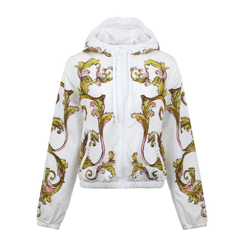 VERSACE JEANS COUTURE Барокко принтованная куртка с капюшоном, White
VERSACE JEANS COUTURE Барокко принтованная куртка с капюшоном, White