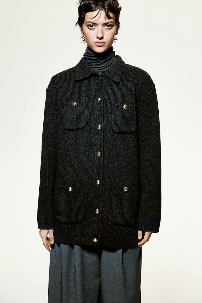 Кардиган из шерсти в рубчик H&M, серый
Кардиган из шерсти в рубчик H&M, серый