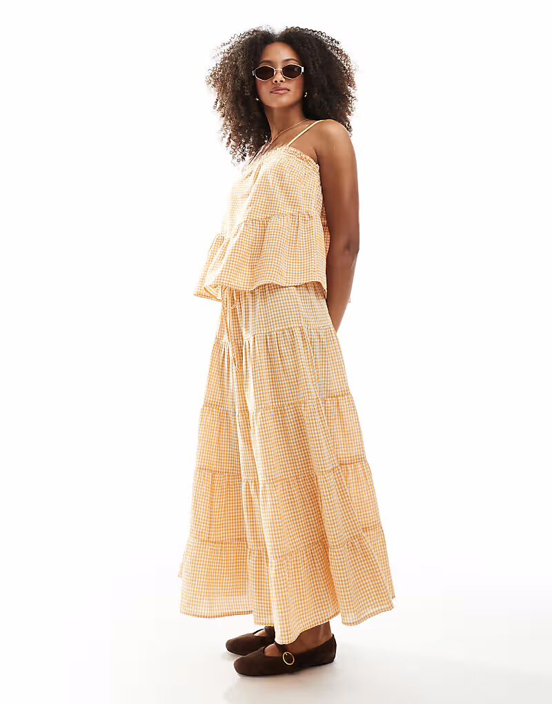 Юбка мидакси в клетку в клетку Wednesday's Girl, многоярусная, желтого цвета
Юбка мидакси в клетку в клетку Wednesday's Girl, многоярусная, желтого цвета