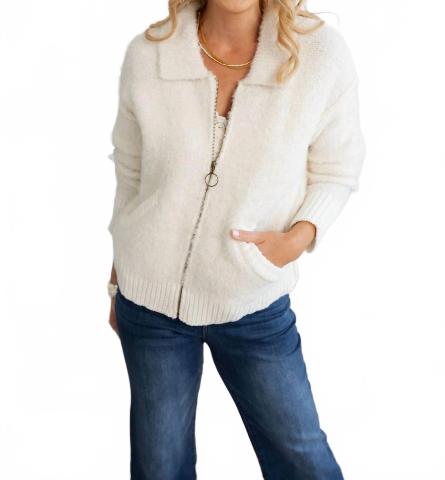 Mystree Свитер-куртка на молнии, цвет слоновой кости
Mystree Свитер-куртка на молнии, цвет слоновой кости