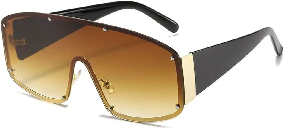 Модные солнцезащитные очки большого размера без оправы, цельные, женские, с заклепками, мужские, винтажные, с защитой от УФ-излучения UV400 HVTVTLA, Brown
Модные солнцезащитные очки большого размера без оправы, цельные, женские, с заклепками, мужские, винтажные, с защитой от УФ-излучения UV400 HVTVTLA, Brown