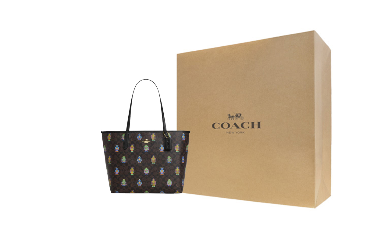 COACH Сумка через плечо из лакированного холста унисекс с золотым декором
COACH Сумка через плечо из лакированного холста унисекс с золотым декором