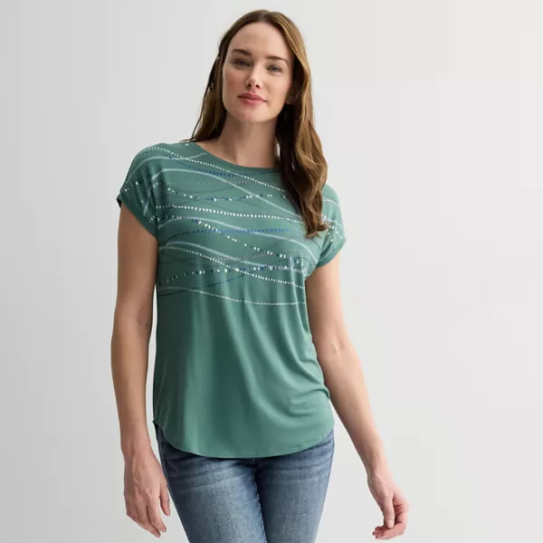 Женский короткий рукав с декором Apt. 9, цвет villa green
Женский короткий рукав с декором Apt. 9, цвет villa green
