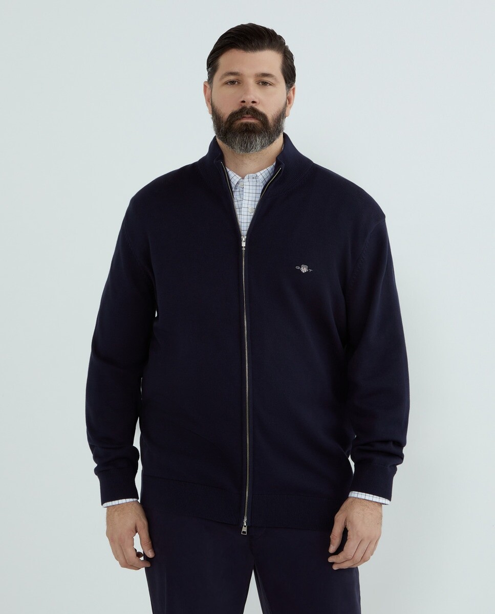 Мужской однотонный кардиган на молнии больших размеров Gant, темно-синий
Мужской однотонный кардиган на молнии больших размеров Gant, темно-синий
