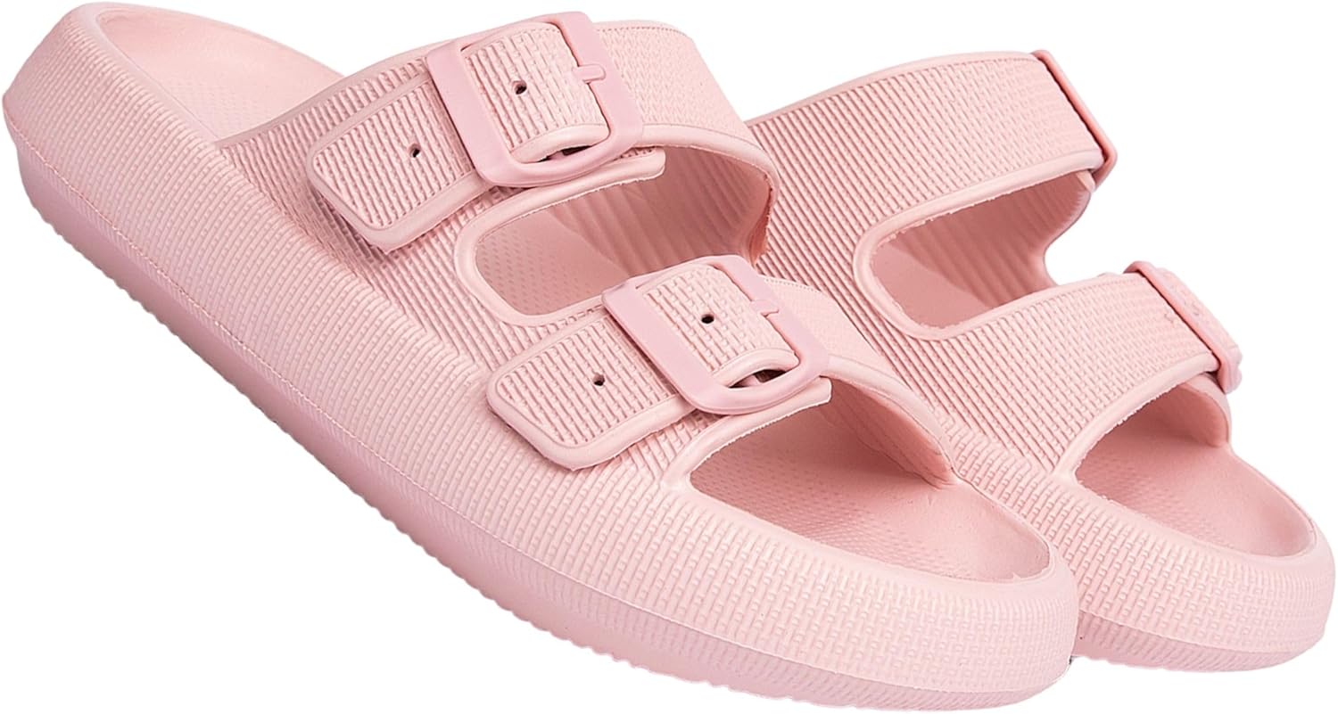 Сандалии BERANMEY с двойной пряжкой и регулируемыми ремешками для женщин и мужчин, повседневные мягкие тапочки-подушки для женщин, сандалии EVA на плоской подошве, розовый
Сандалии BERANMEY с двойной пряжкой и регулируемыми ремешками для женщин и мужчин, повседневные мягкие тапочки-подушки для женщин, сандалии EVA на плоской подошве, розовый