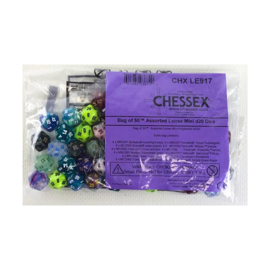 Мини d20 - Ассорти (50), Dice - Miniature 10mm & 5mm (Chessex)
Мини d20 - Ассорти (50), Dice - Miniature 10mm & 5mm (Chessex)