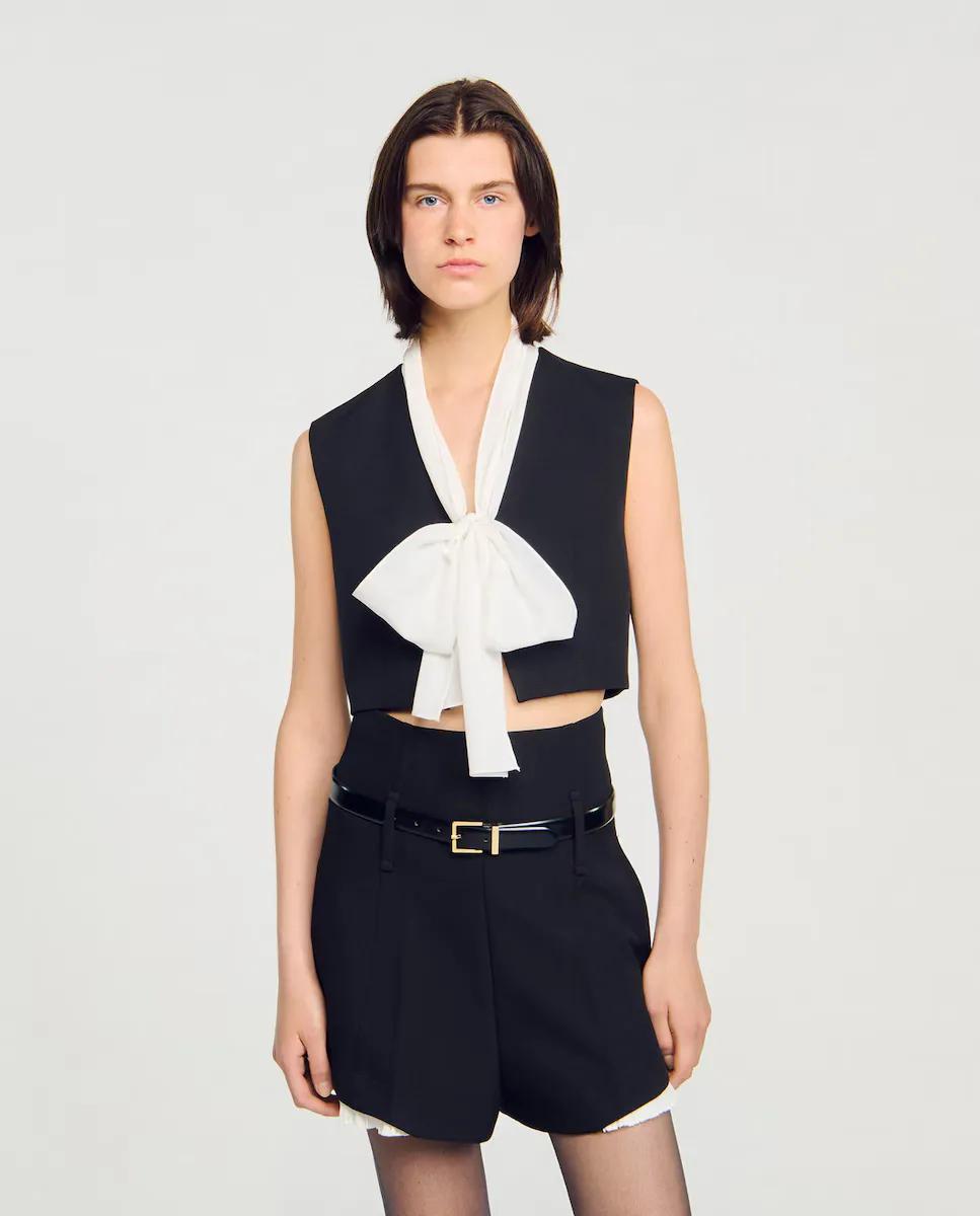 Женский короткий топ с лавальером Sandro, черный
Женский короткий топ с лавальером Sandro, черный