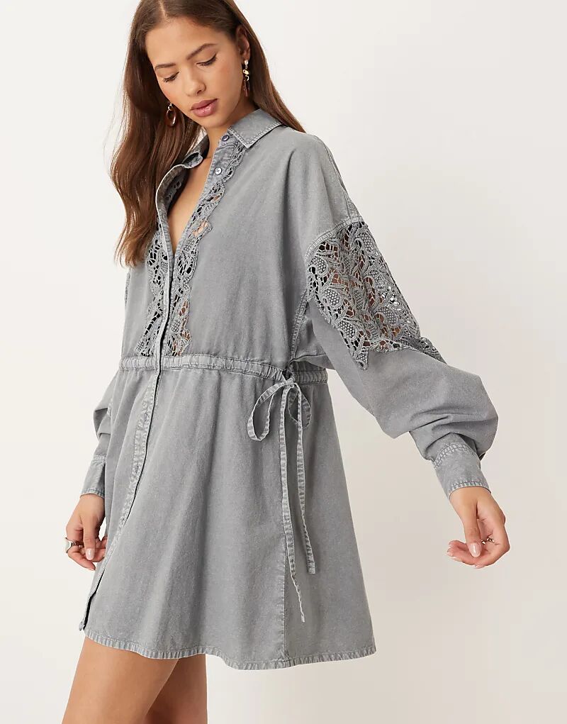 Мини-платье-рубашка с вышивкой ASOS DESIGN синего цвета
Мини-платье-рубашка с вышивкой ASOS DESIGN синего цвета