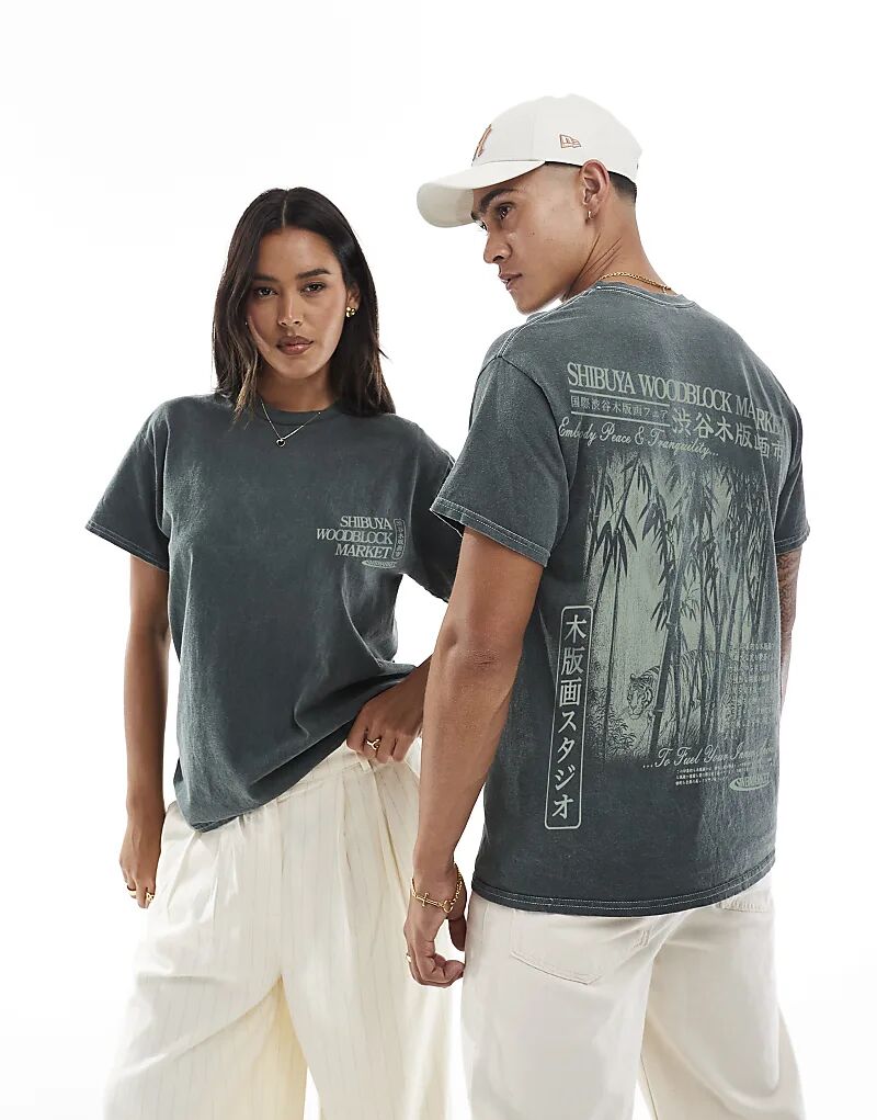 Футболка с принтом спереди и сзади с изображением рынка Сибуя, окрашенная в зеленый цвет PRNT
Футболка с принтом спереди и сзади с изображением рынка Сибуя, окрашенная в зеленый цвет PRNT