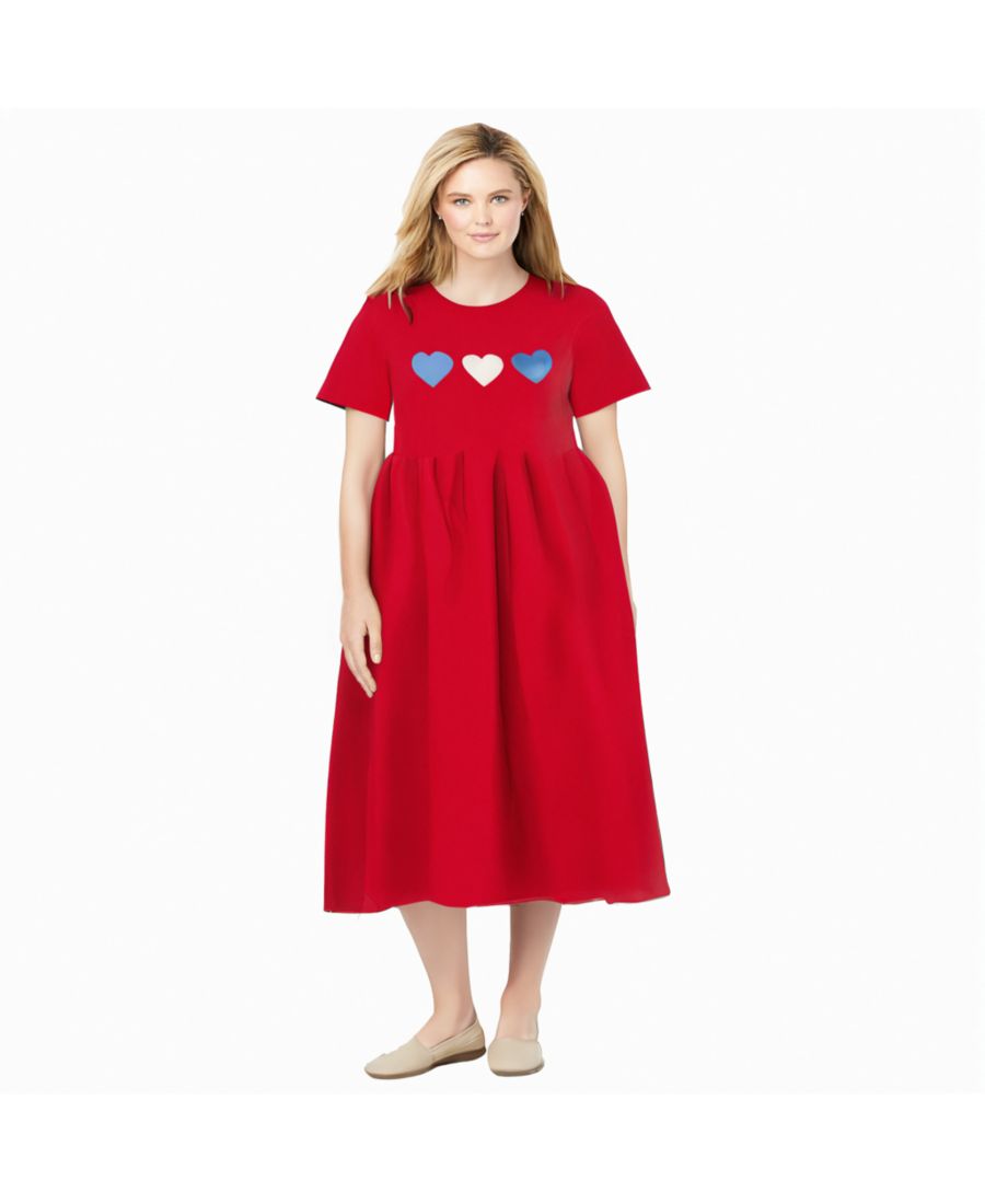 Платье большого размера с короткими рукавами, вырезом-лодочкой и завышенной талией Woman Within, Classic red hearts
Платье большого размера с короткими рукавами, вырезом-лодочкой и завышенной талией Woman Within, Classic red hearts