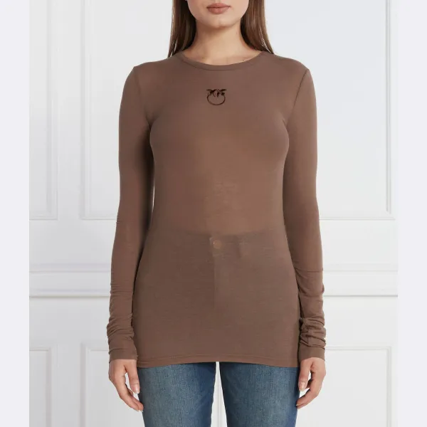 Блузка приталенного кроя с добавлением кашемира Pinko, коричневый 
Блузка приталенного кроя с добавлением кашемира Pinko, коричневый