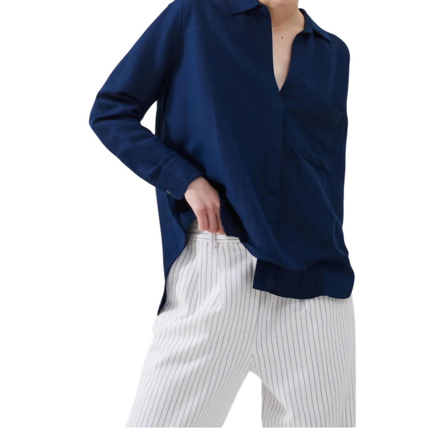 Бойфренд-рубашка Birdie из льна в цвете "полуночный синий" French Connection
Бойфренд-рубашка Birdie из льна в цвете "полуночный синий" French Connection