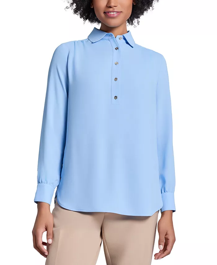 Женская блузка с воротником и пуговицами сбоку Petite Jones New York, синий
Женская блузка с воротником и пуговицами сбоку Petite Jones New York, синий