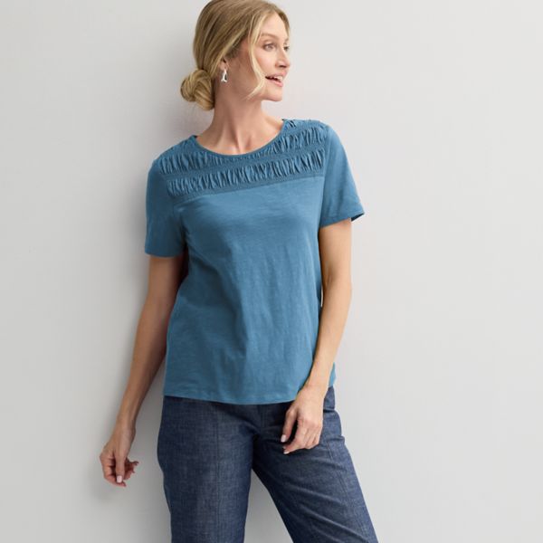 Женская футболка с круглым вырезом и сборками Croft & Barrow, цвет nominee blue
Женская футболка с круглым вырезом и сборками Croft & Barrow, цвет nominee blue