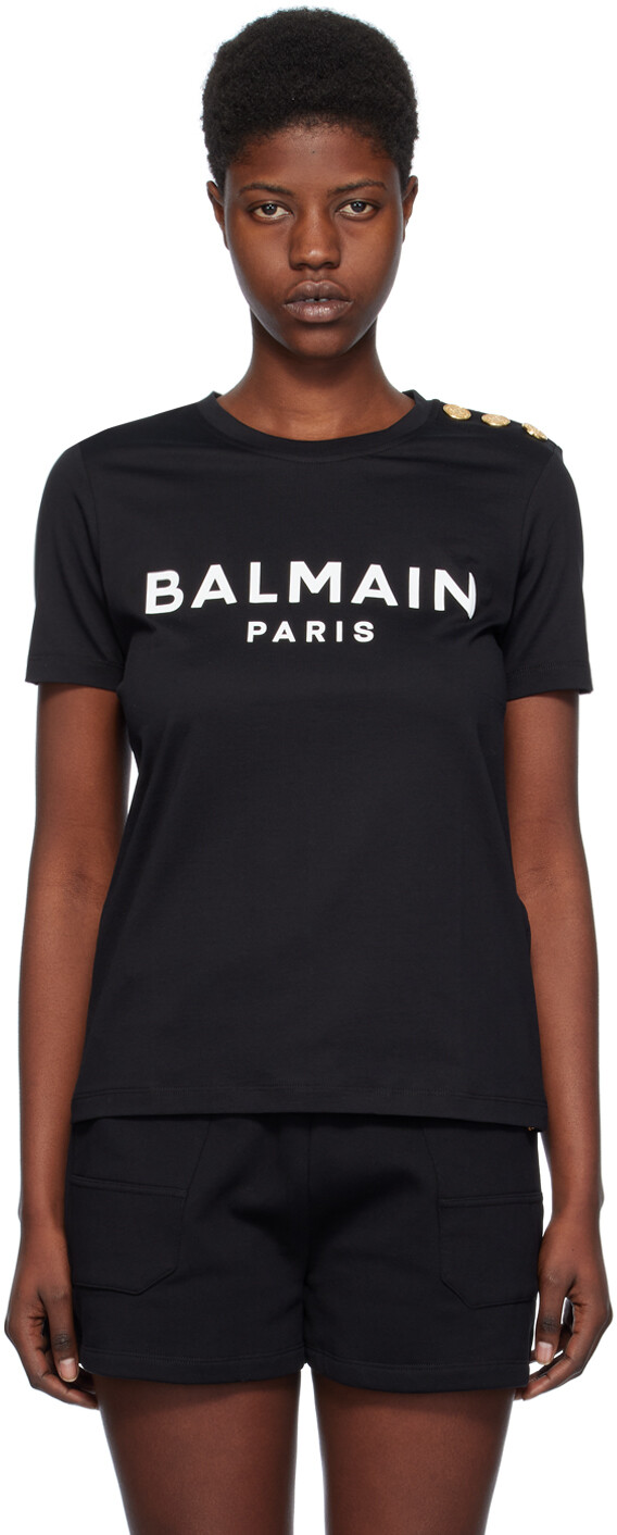 Черная футболка с принтом Balmain
Черная футболка с принтом Balmain