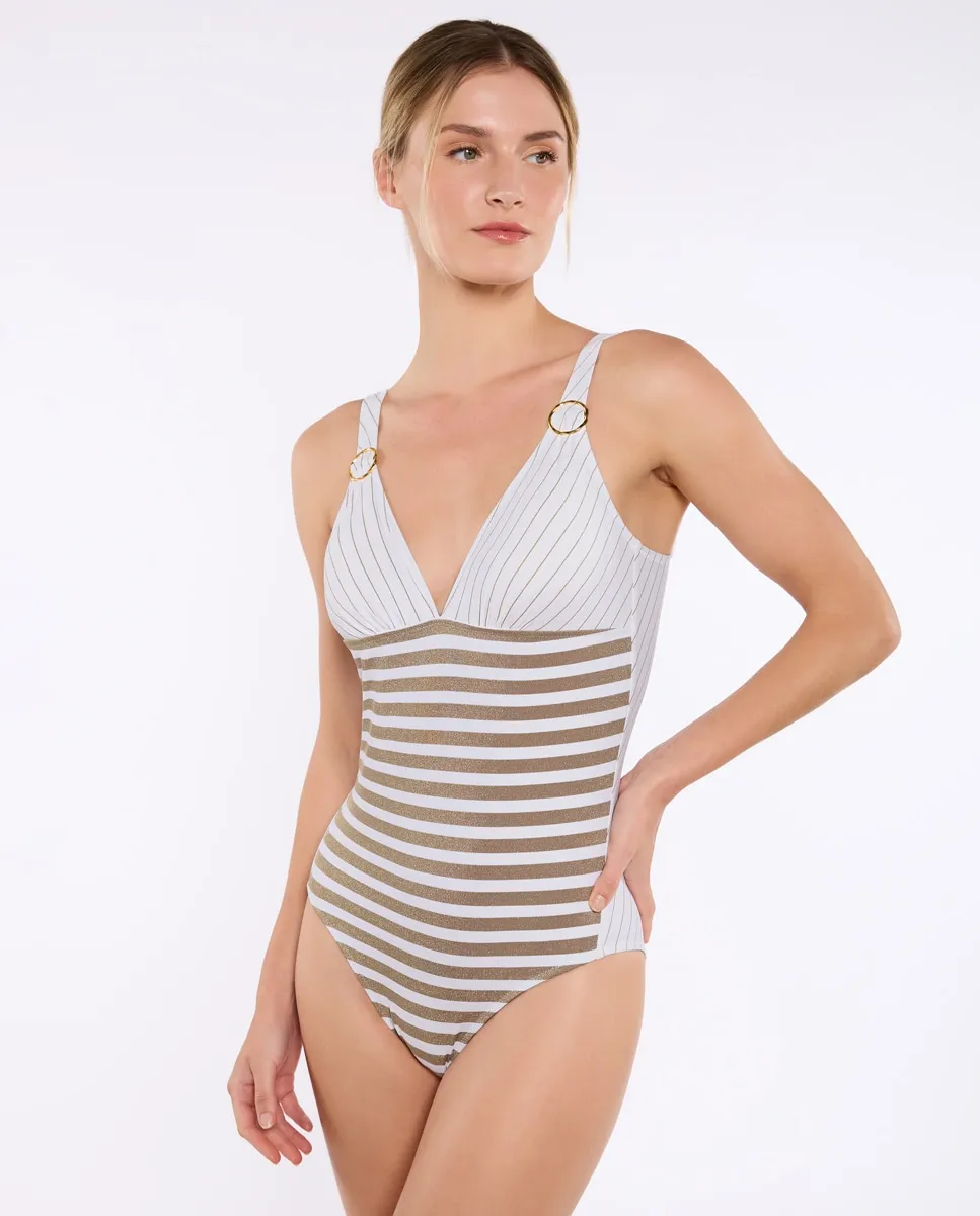 Женский купальник REKA с V-образным вырезом, съемная пена, чашка B, регулируемая лямка Red Point, белый