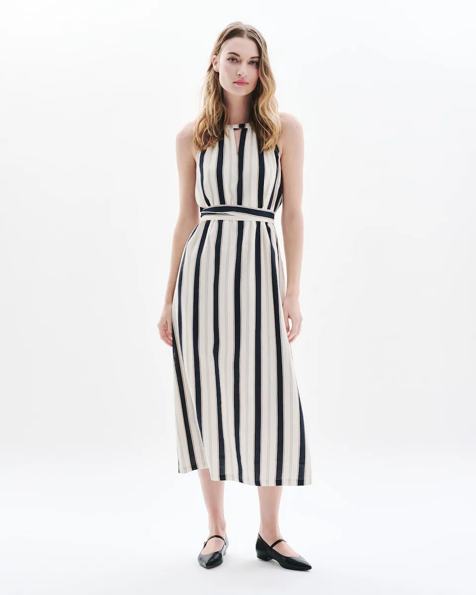 Миди-платье с полосатым принтом из льна Caroll, черный
Миди-платье с полосатым принтом из льна Caroll, черный