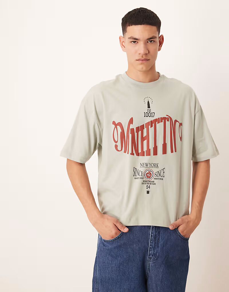 Футболка свободного кроя ASOS DESIGN серого цвета с изображением города спереди
Футболка свободного кроя ASOS DESIGN серого цвета с изображением города спереди