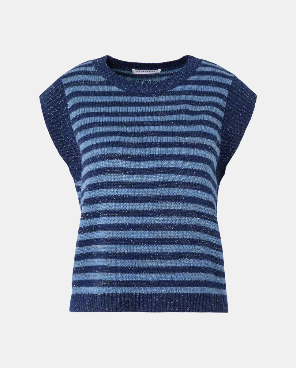 Женский жилет в полоску с люрексом Green Coast, синий
Женский жилет в полоску с люрексом Green Coast, синий