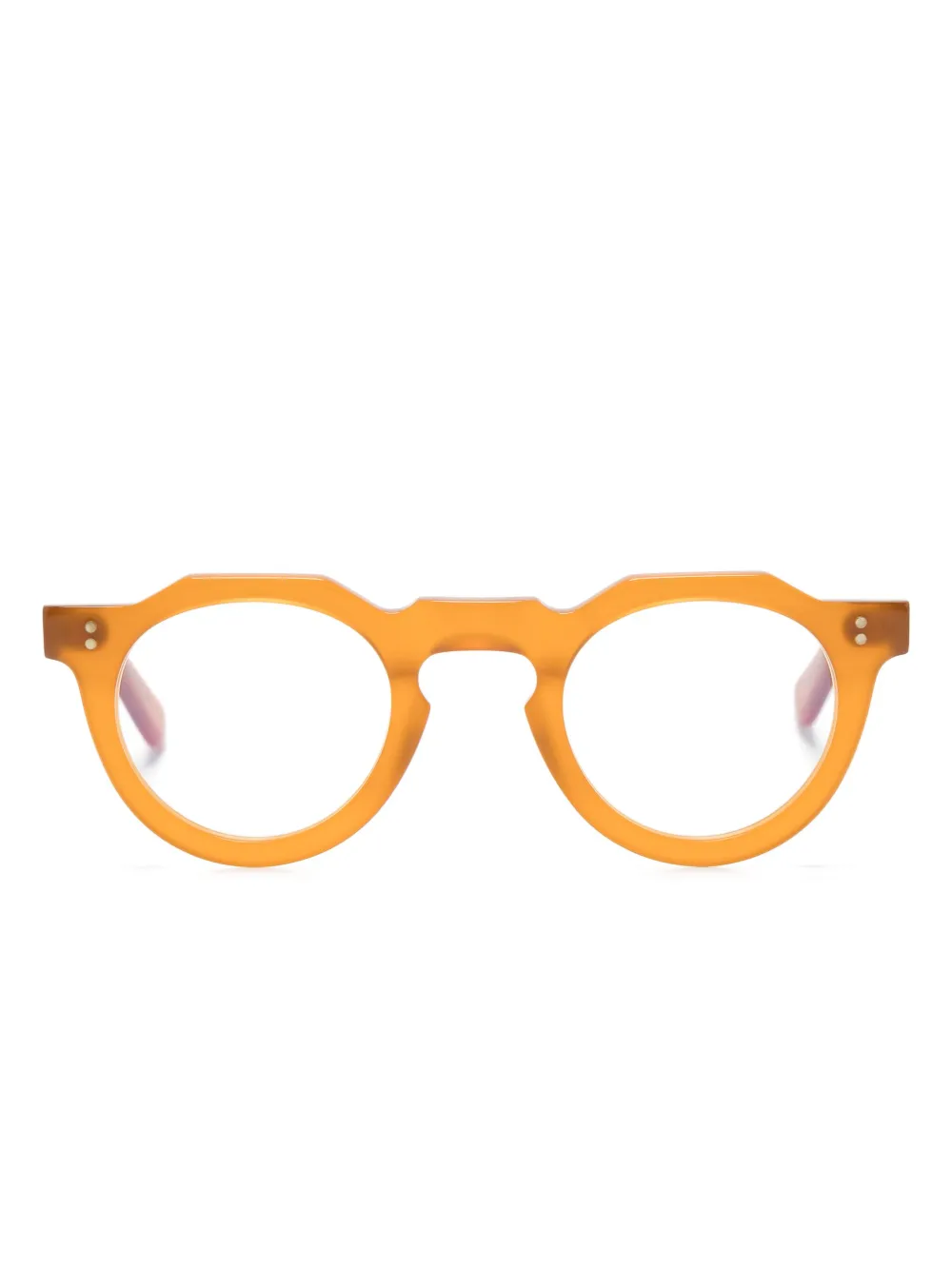 Очки в круглой матовой оправе Lesca, желтый
Очки в круглой матовой оправе Lesca, желтый