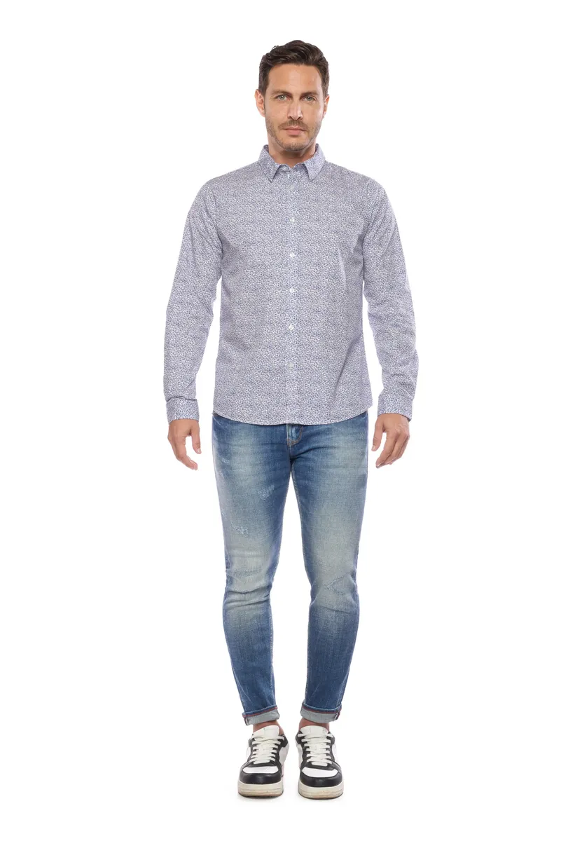 Рубашка Le Temps Des Cerises с длинными рукавами и нежным принтом по всей поверхности, синий 
Рубашка Le Temps Des Cerises с длинными рукавами и нежным принтом по всей поверхности, синий