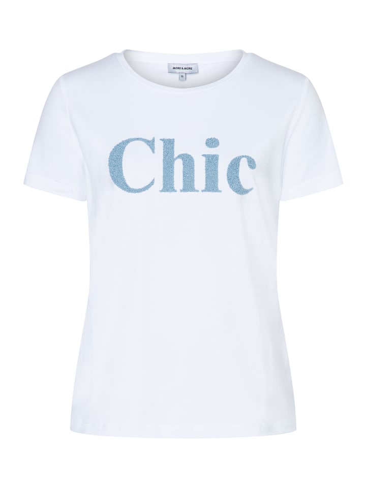 More & More Футболка с перламутровой надписью бело-голубого цвета
More & More Футболка с перламутровой надписью бело-голубого цвета