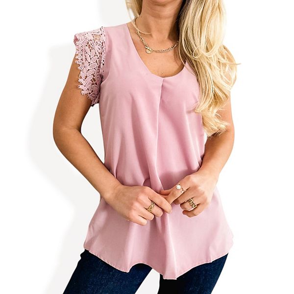 Женская блузка с v-образным вырезом, без рукавов, с кружевными плечами и свободным кроем Anna-Kaci, Pink
Женская блузка с v-образным вырезом, без рукавов, с кружевными плечами и свободным кроем Anna-Kaci, Pink
